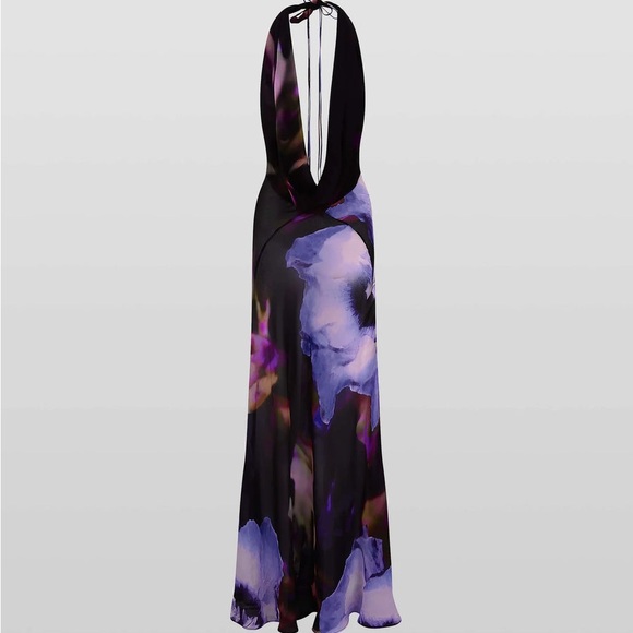 Chic Backless Purple Floral Dress - Picture 1 of 5